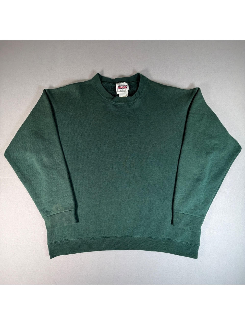VTG 90s Brittania Blank Crewneck Sweatshirt Mens L Forest Green Pullover